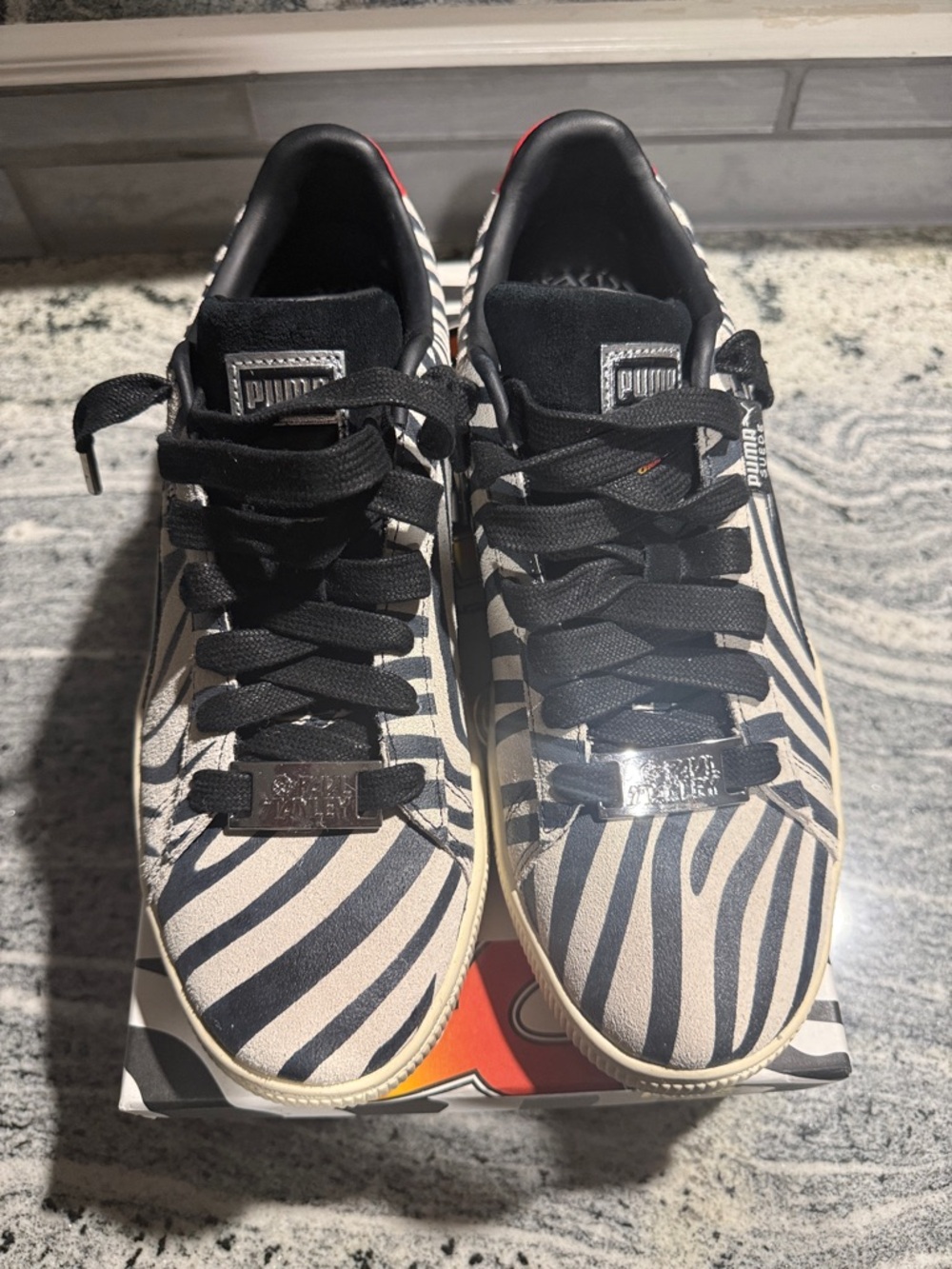 Puma x Paul Stanley Zebra-Print Low Top Sneakers - Black, White & Red Accent